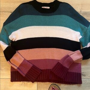 Purple Snow Multicolor Striped Sweater